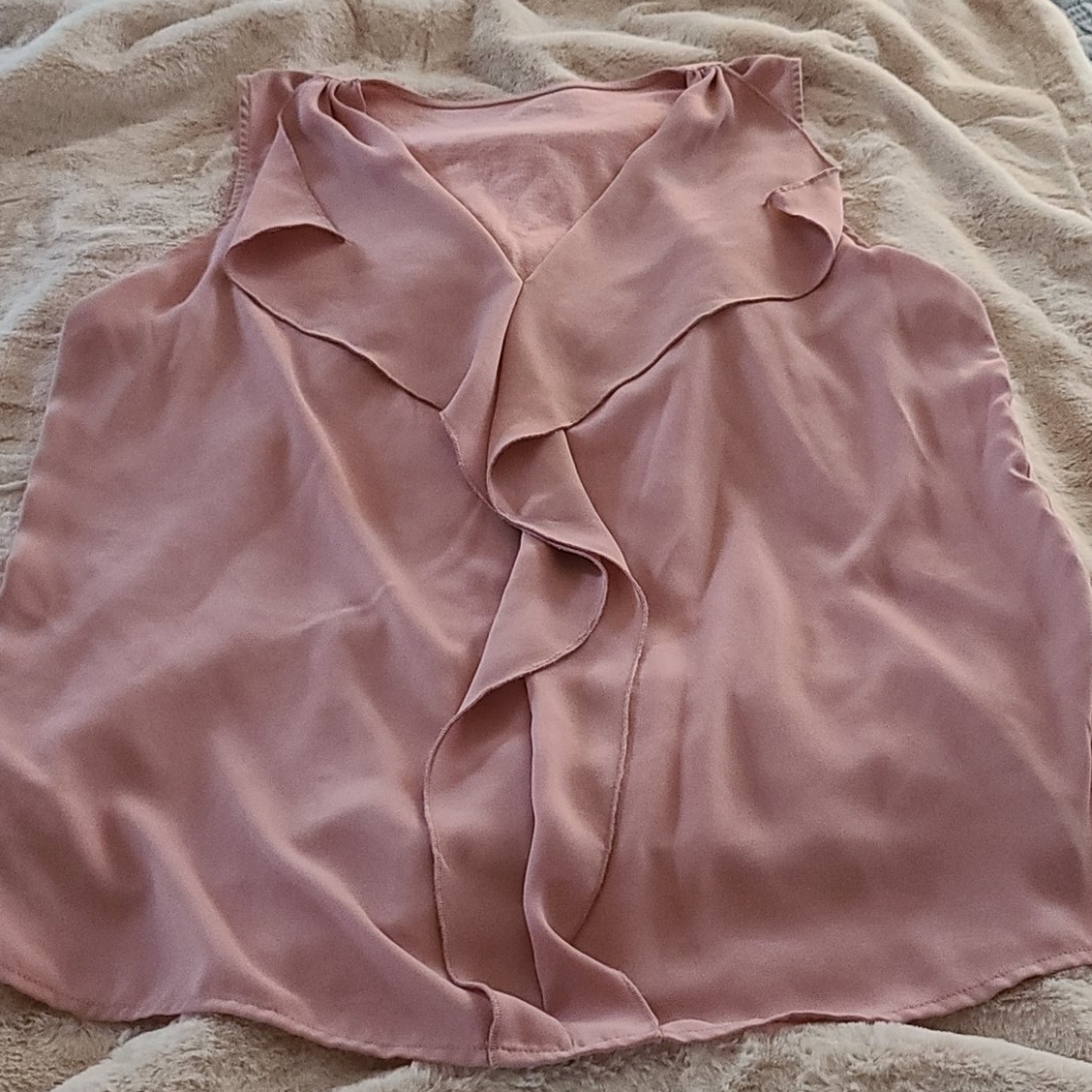 Loft mauve ruffle blouse